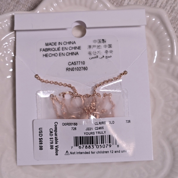 Kate Spade Yours Truly Rose Gold CZ Mini Heart Necklace NWT - Picture 2 of 4